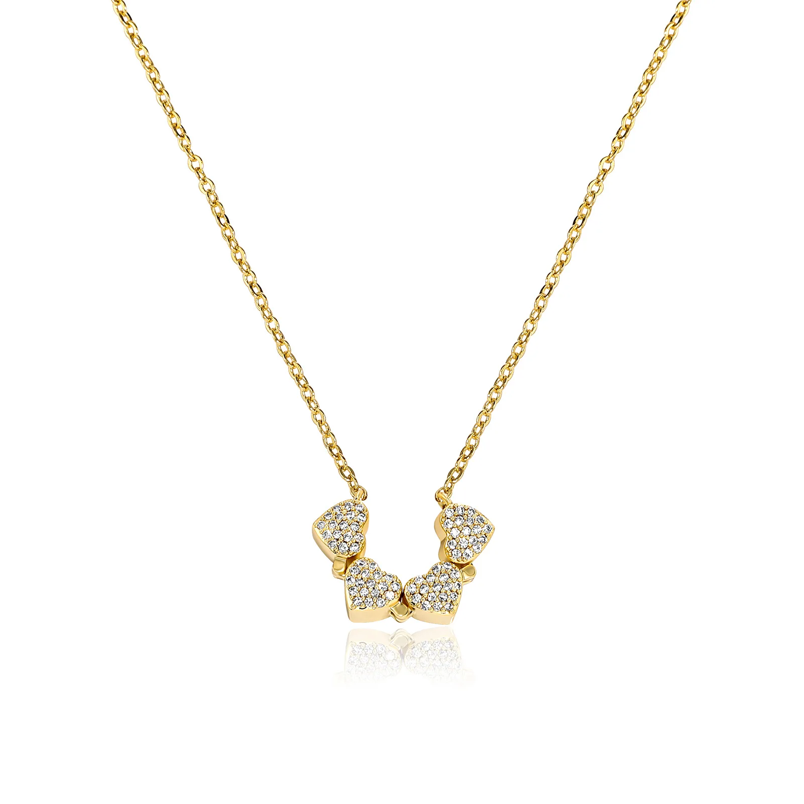 Custom 14K Gold Four Leaf Clover Necklace for Women Stainless Steel Religious Charm Jewelry Diamond Pearl Weddings Anniversaries
