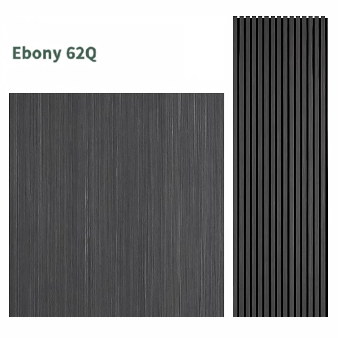 KASARO 2400*600mm Black Soundproof Panel 3D Grille design soundproof wooden slatted Wall Panels and Boards for hotel