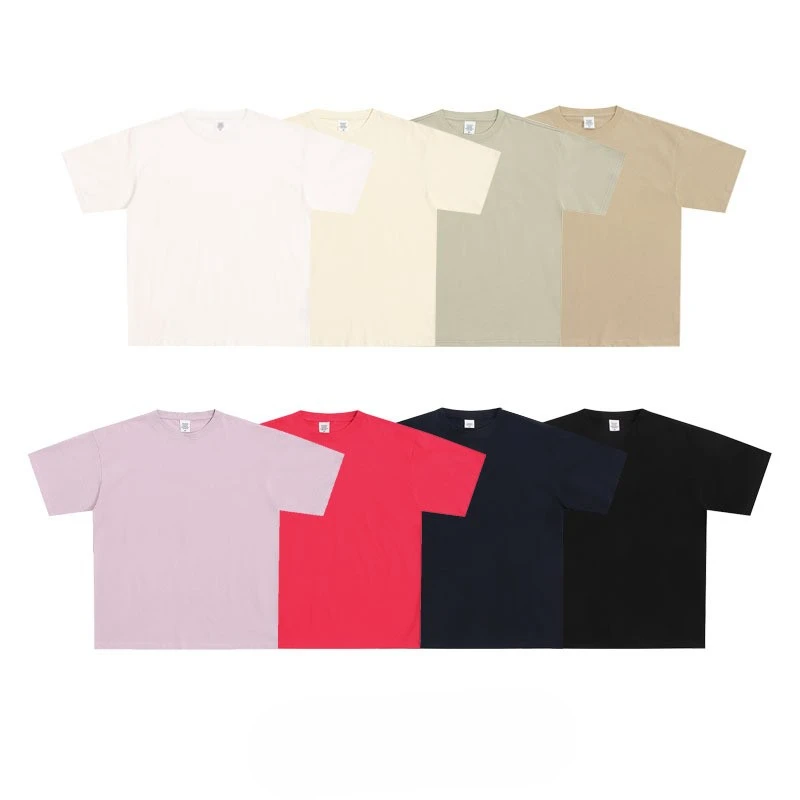 Men s 250g Pure Cotton Heavyweight Short Sleeve Solid T Shirt Summer Casual Fashion Loose Fit Logo Print t shirt