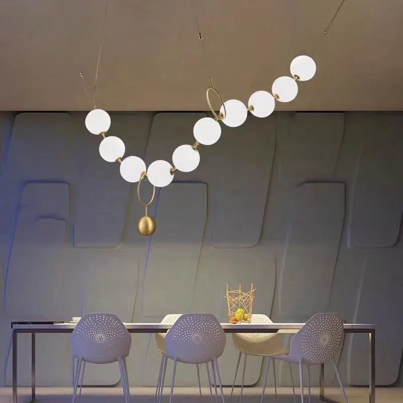 2022 Ball Point Curve Decoration Villa Living Room Art House Pendant Light Lighting Bead Modern Chandelier For Hotel