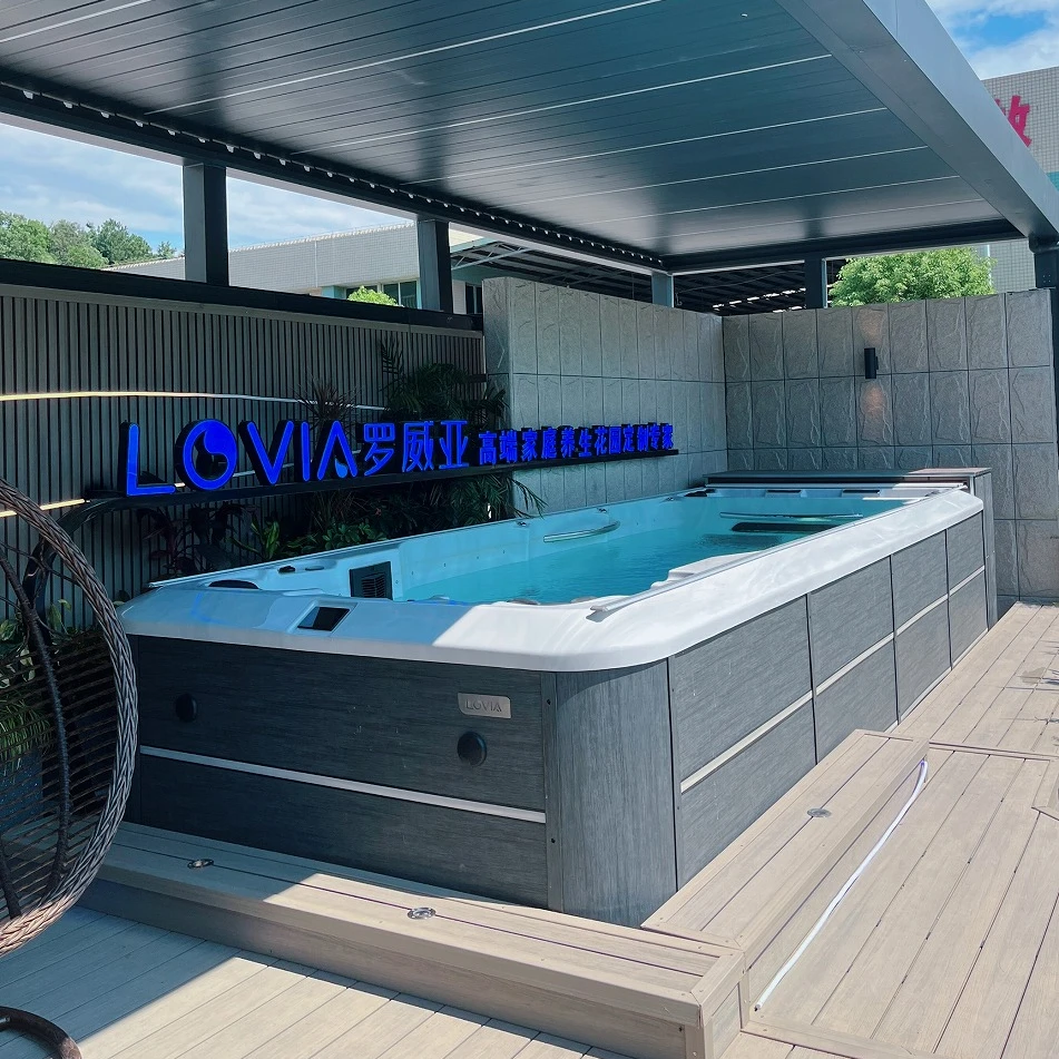 Deluxe outdoor spa bath endless pool swim spa price water swim spa hot tub