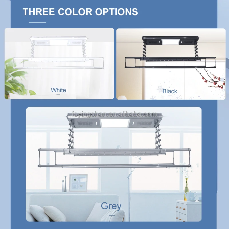 Smart Rack with Four Blowers 10M/S Super Wind Power Aluminum Ceiling Dryer for Clothes Drying Hanger High Wind Speed Balcony Use