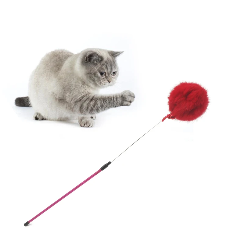 2020 cheap rabbit fur cat charmer wand with small bell