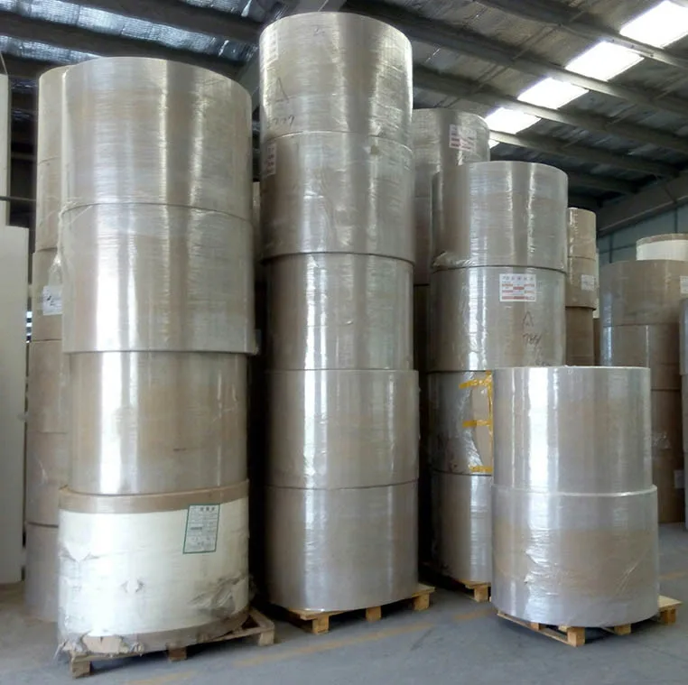 
customized printed 100% wood pulping jumbo greaseproof 2 pe coating white brown craft paper cup roll 36 inch coated guangxi 