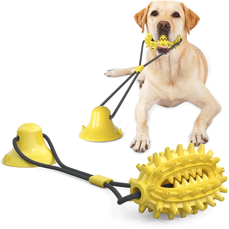 
Upgrade Suction Dog Chew Toys TPR Chews Cactus Ball Scaler Dog Toy Drawstring Pet Molar Toy 