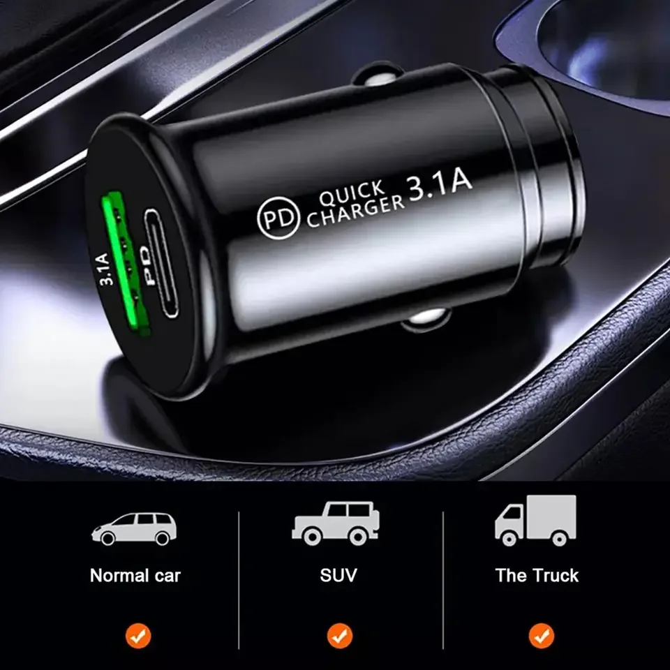 Быстрое автомобильное зарядное устройство 3.1A USB PD Type-C QC адаптер для 3 0 быстрая зарядка 12 В 24 автомобиля грузовика лодки мотоцикла В/24