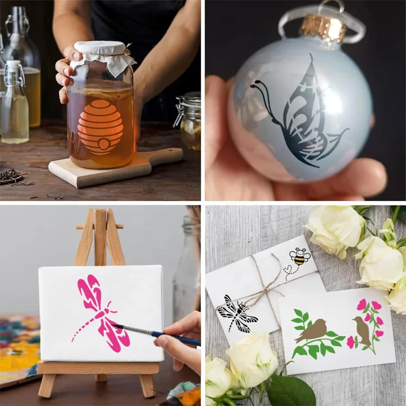 Small Butterfly Craft Stencils for Painting 3 inch Bee Dragonfly Hummingbird Bird Nature Stencils