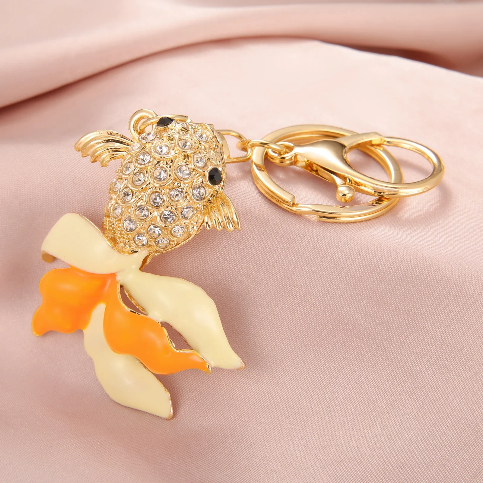 Zircon Goldfish Keychain Fashion Cute Animal Key Chain Daily Accessories Alloy Jewelry Gift