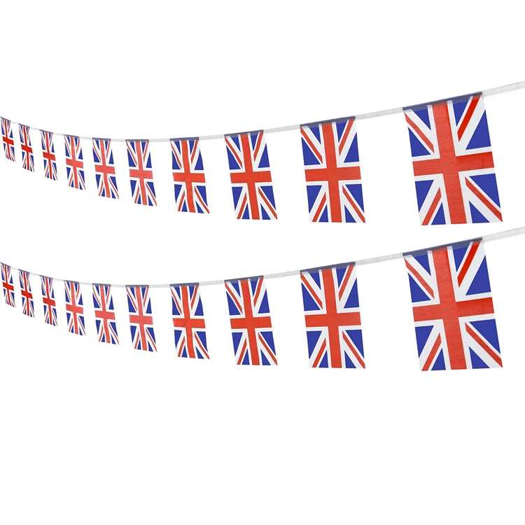 Decorative Polyester Printed Rectangle Pennant String UK Bunting Flag British Triangle flag