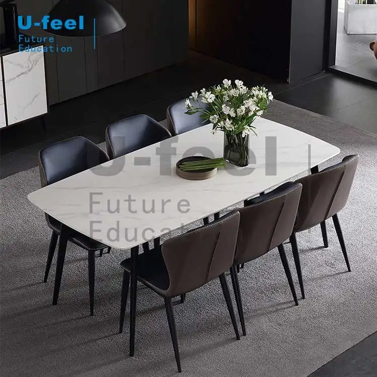 
U-Feel Small apartment marble dining table and chair set 