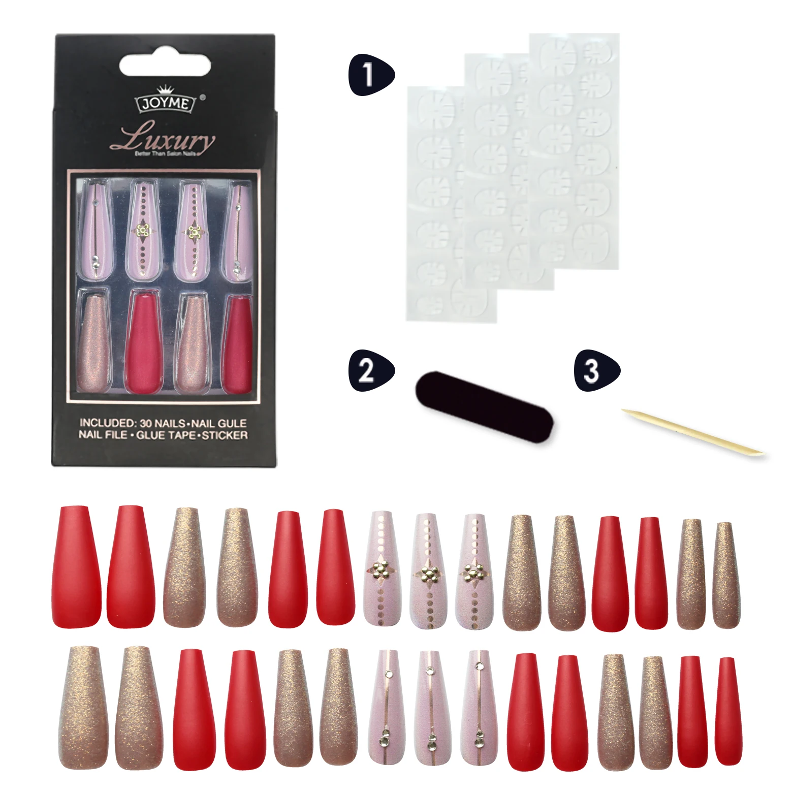 SAIYII Long Coffin French Nail Natural Nude Full Cover Plastic Artificial Fingernails DIY Nail Tips Manicure Ballerina Nails