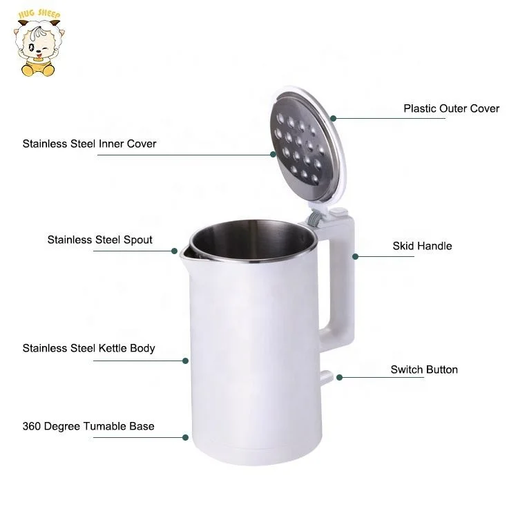Wholesale 1.7L Boil-dry Protection Thermos Stainless Coffee Kettle Electric Kettles Digital White OEM Heating Tube 3 Years 1500
