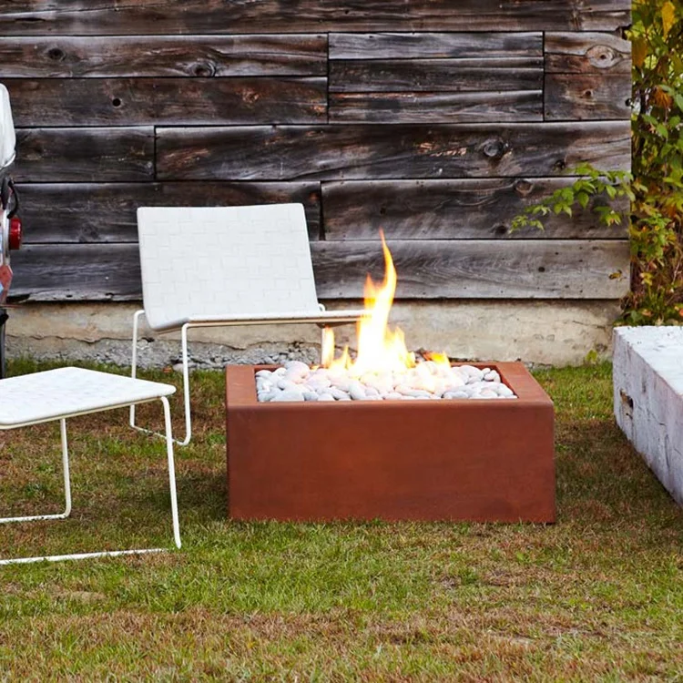 Metal Home Warming Decoration Customized Corten Steel Hanging Table Nature Gas Outdoor Fire Pit