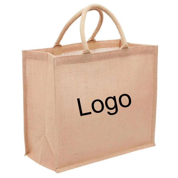 burlap eco friendly recycled linen hemp abaca waterproof custom print beach travel shopping jude tote jute bag with logo