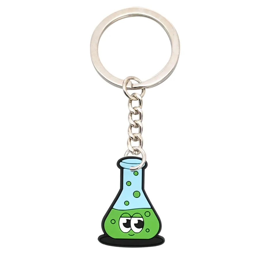 Experience The Factory Advantage 2D Cartoon Conical Flask Chemistry Lab Spirit PVC Keychain Unique Gift for Scientists Durable