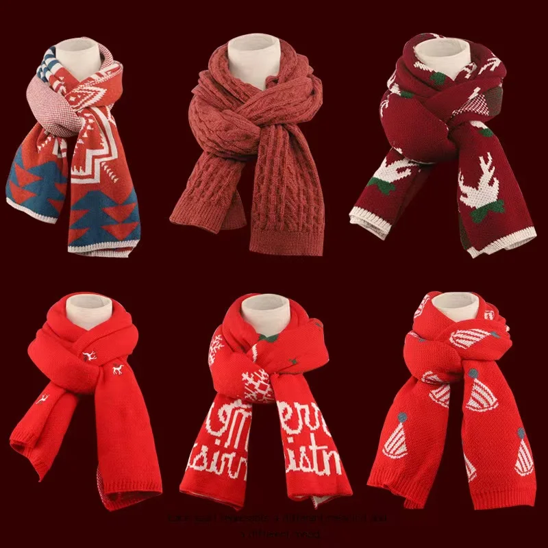 Wholesale of high-quality Christmas scarves for women and adults. Warm and long multi-color scarves for Christmas and winter
