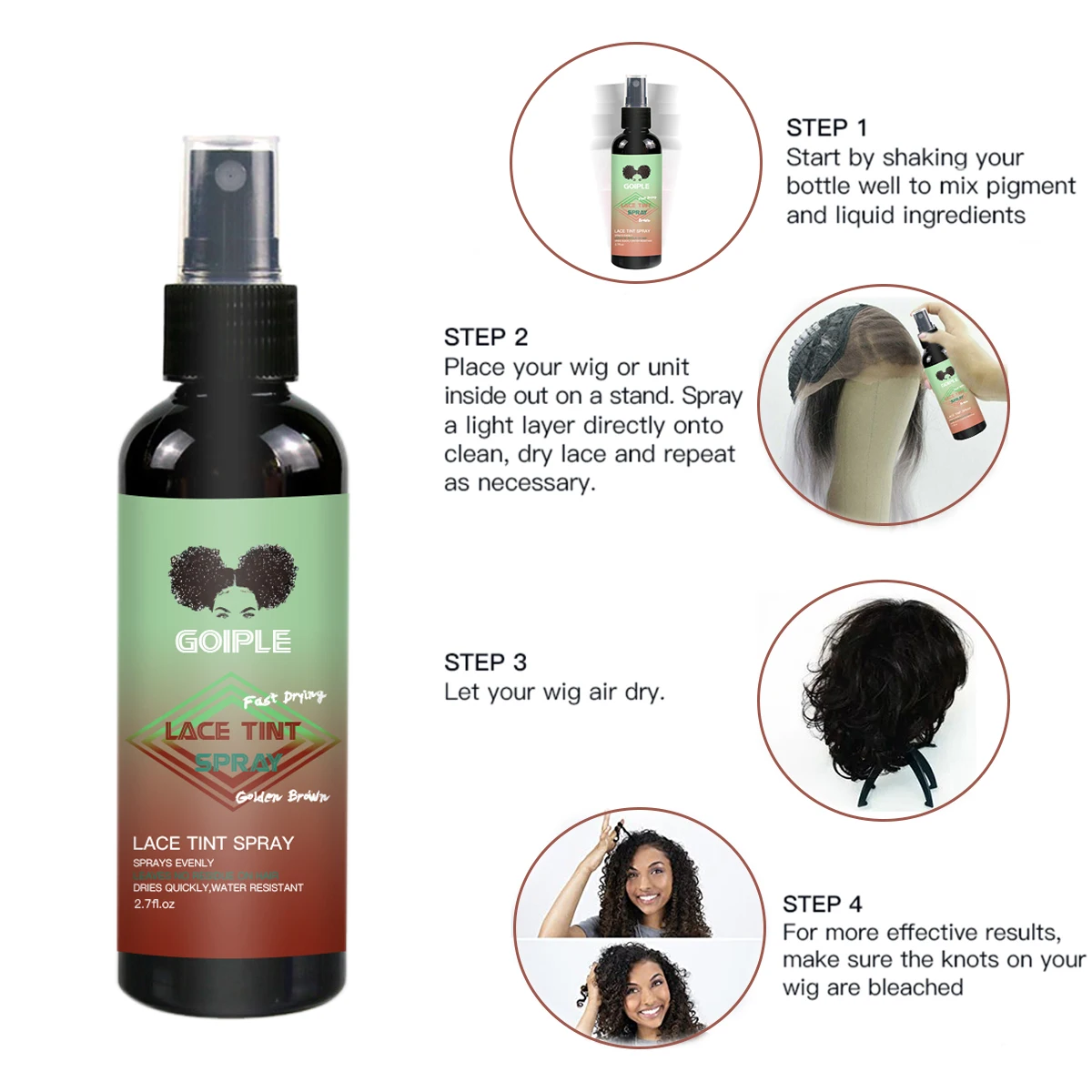 Private Label Dye Natural Wig Dyeing Spray For Lace Wigs Closure Front Hair Color Scalp Hide Wig Knots Concealer Lace Tint Spray