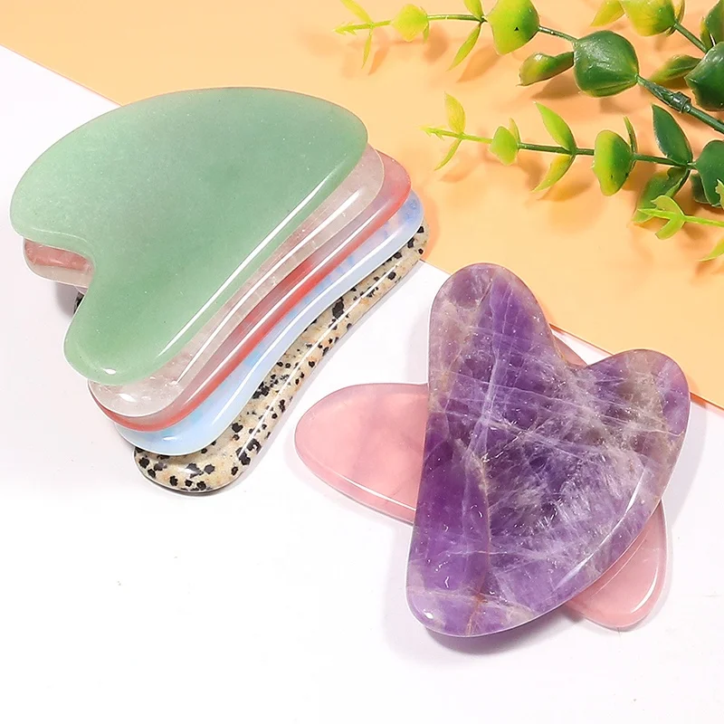 Wholesale Facial Massage Gua Sha Tool Jade Massager Natural Rose Quartz Amethyst Jade Black Gua Sha Facial Scraping Board