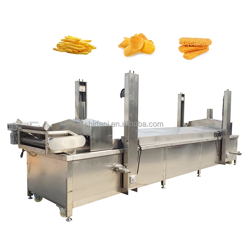 Commercial Used Electric Continuous Conveyor French Fry Fried Chicken Dough Deep Frying Machine Automatic Donut Fryer For Sale