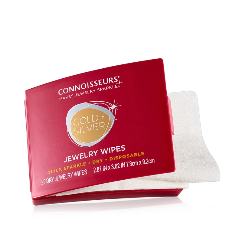 Connoisseurs Jewellery Wipes Compact Size Portable Gold Silver Jewelry Clean Wipe 25 Dry Disposable Jewelry Wipes