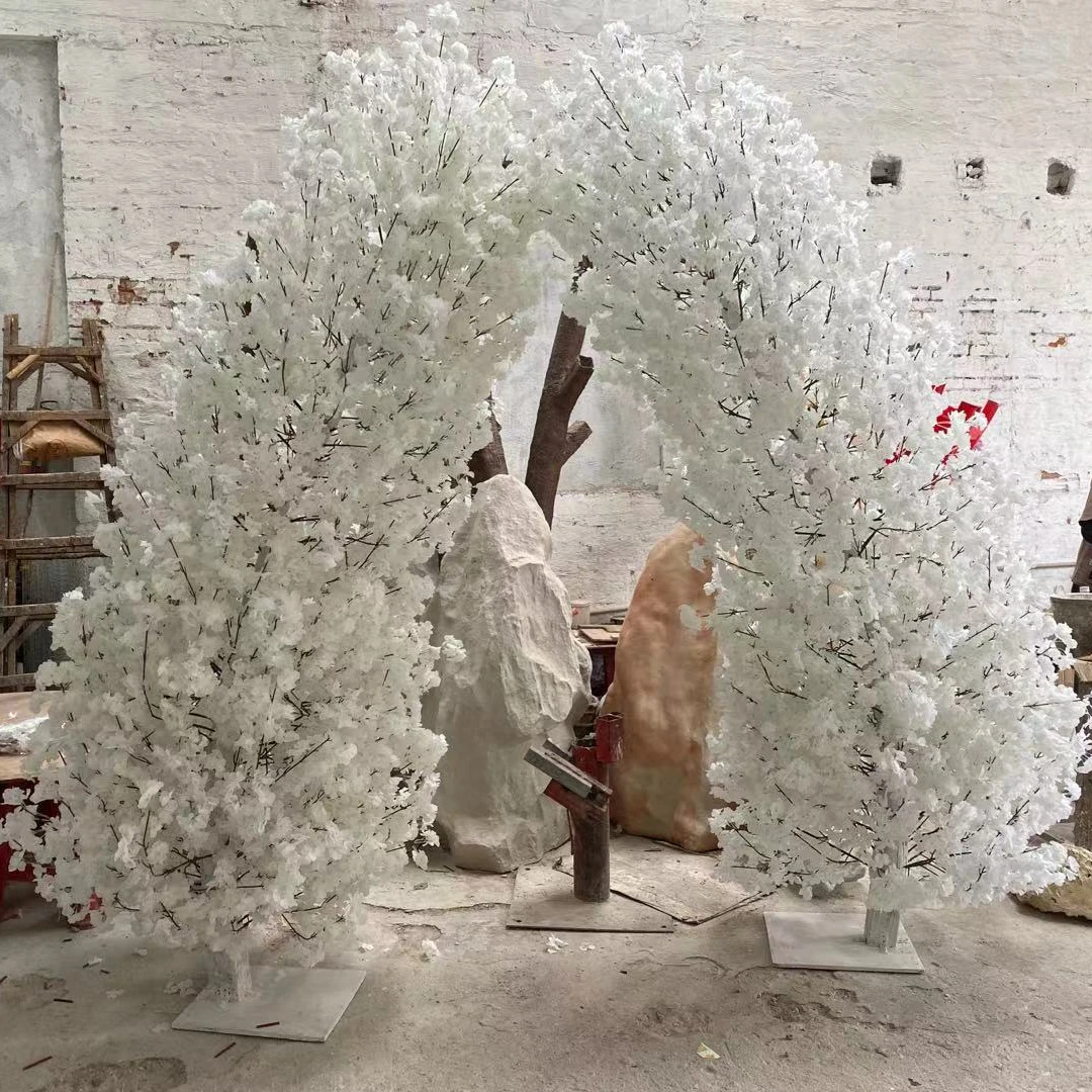 Y-Q064 продаются оптом: искусственное дерево цветущей вишни арки серебряное обручальное кольцо полукруг арки свадебный цветок фон арки