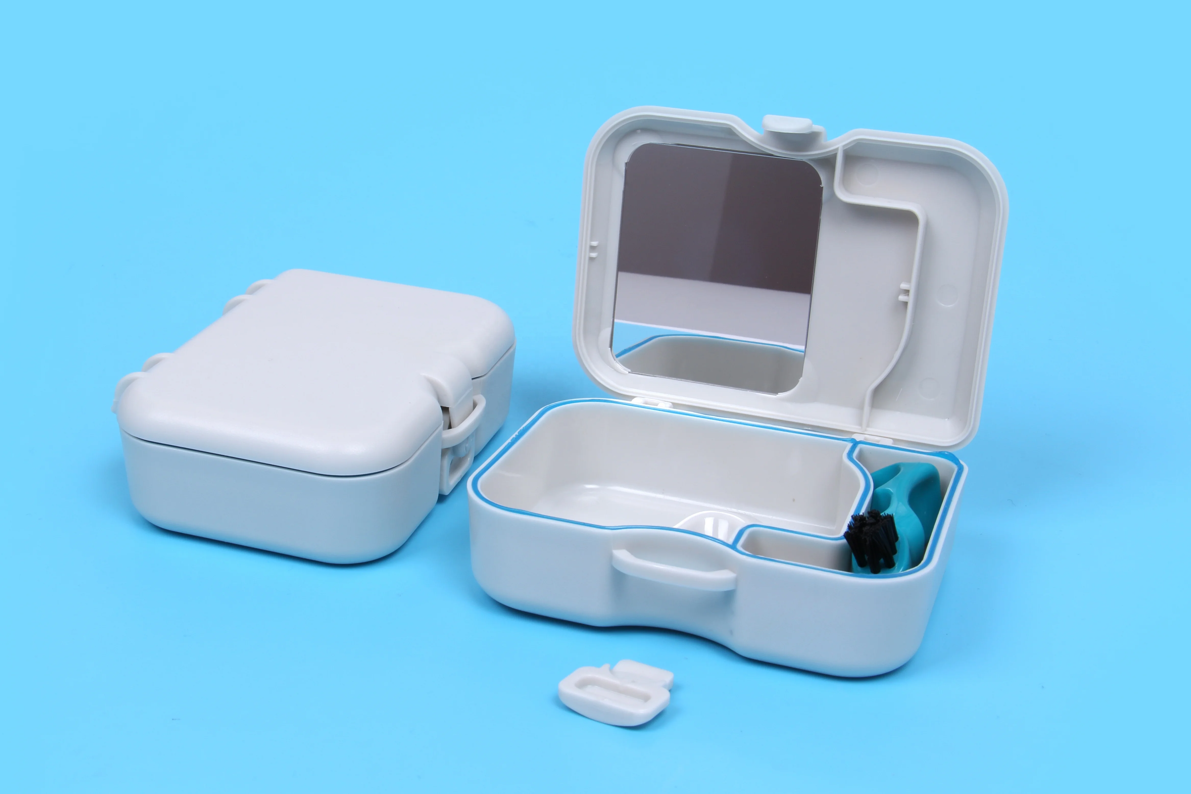 Dental Tray / Denture Retainer Box with Mirror Gray Soft Touch Rubber Paint for Plastic Jewelry Box Tooth Gem Plastic Case HN