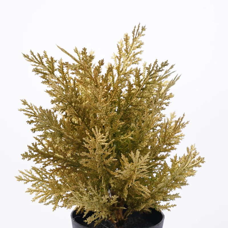 
Artificial Trees New Year GOLD xmas trees 13*24CM Faux plant in pot 