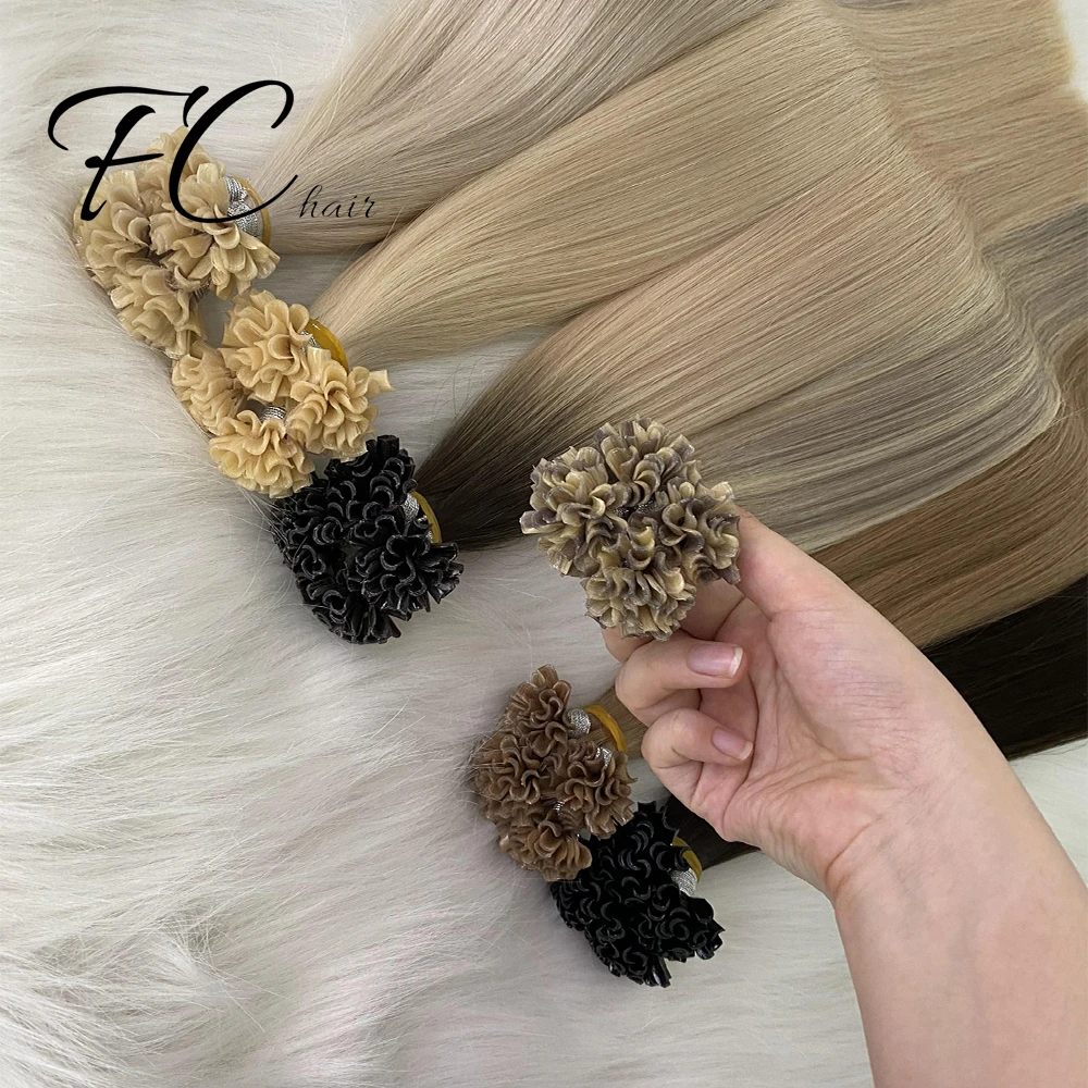 Fangcun Double Drawn Italian Prebonded i Tip U Tip Hair Extensions Virgin Keratin Human Hair Extension