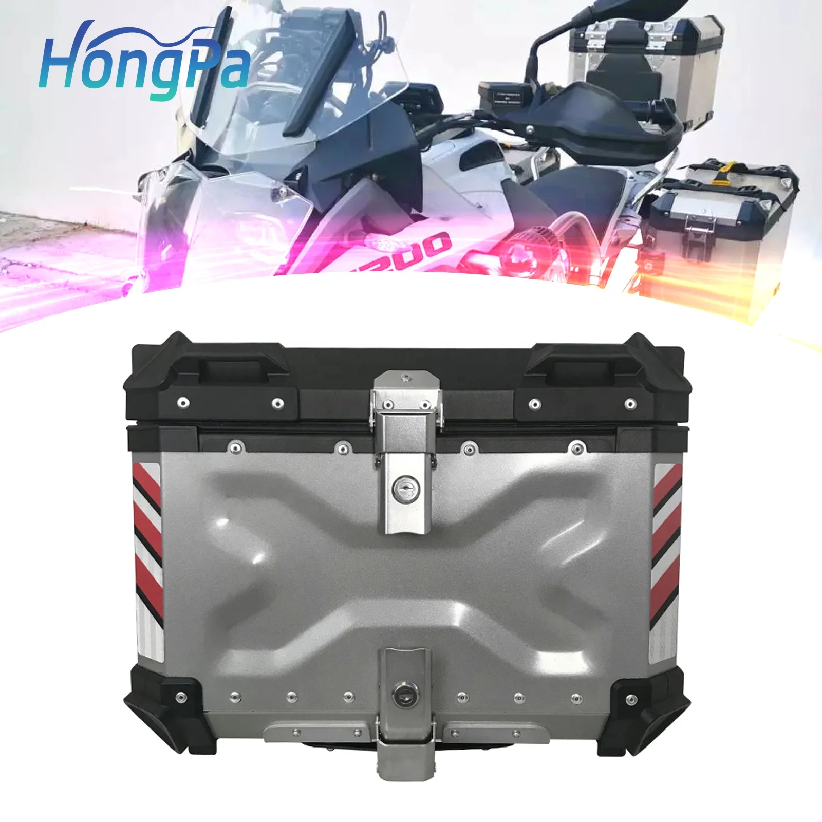 55L Motorcycle Tail Boxes Tool Case Aluminum Tail Box Motorcycle Top Box For BMW Honda Trunk