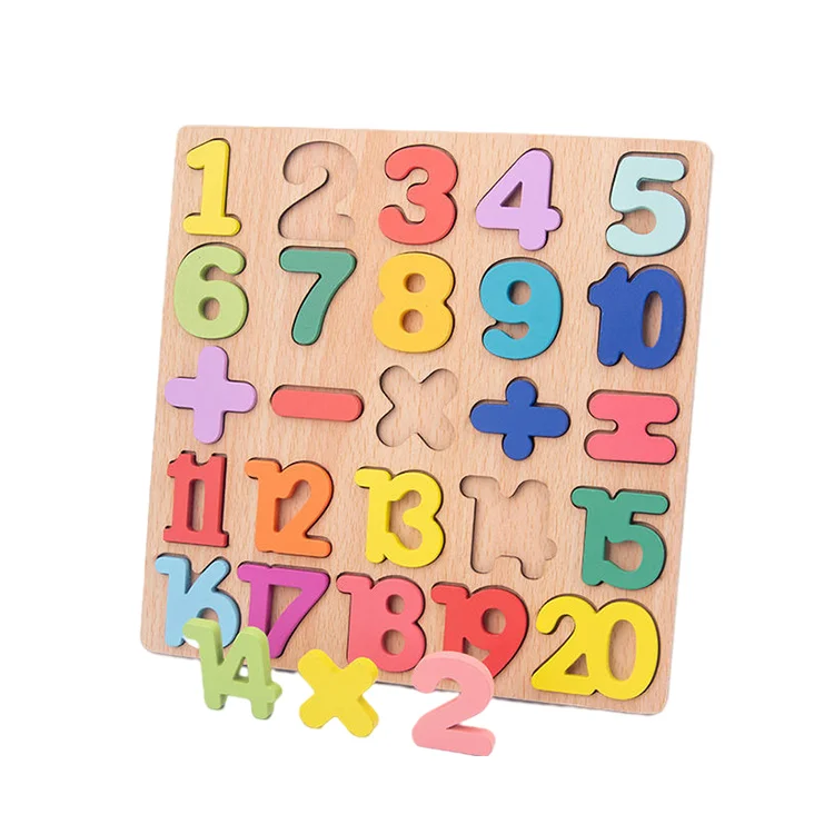 2021 Yohi Learning Toys Preschool Educational Activities Shape Counting Game For Toddler Kids Wooden Alphabet Puzzle