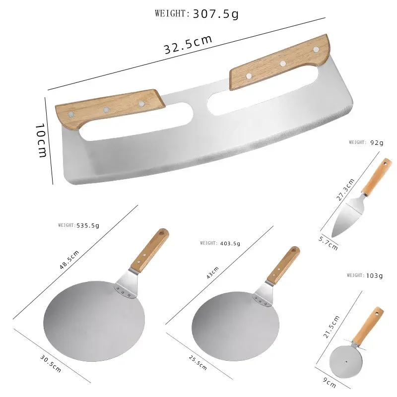 Hot Sale Stainless Steel Pizza Peel Manufacturer Pizza Peel Pizza Cutter With Wooden Handle Transfer Spatula