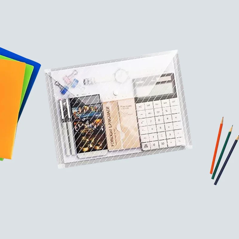 Factory Custom Waterproof Plastic Transparent Snap Button Closure Envelope Document Bag Wallet Clear Book File Folders