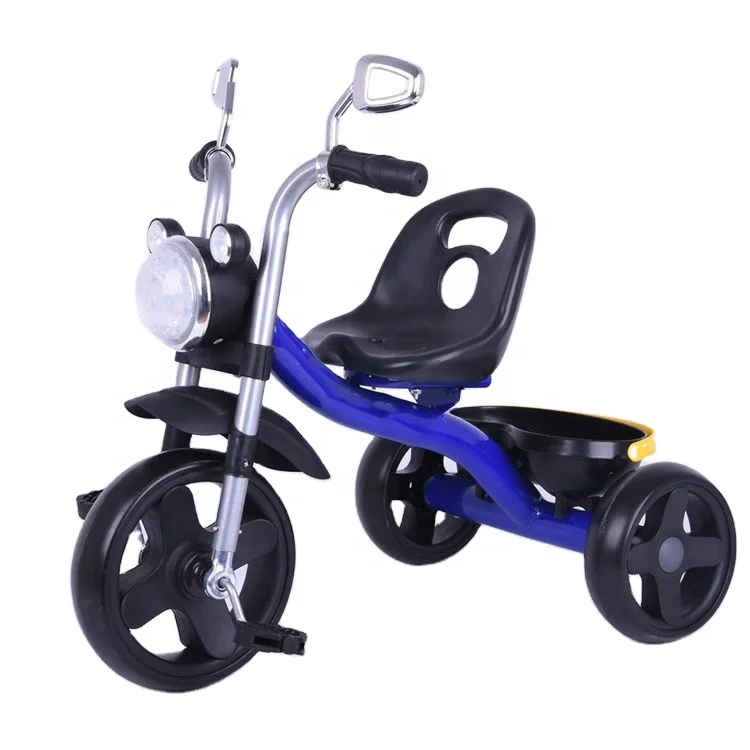 Motorcycle Light Matching Color Wheehs Mirror Triciclo Kids Baby Tricycle With Push Handle