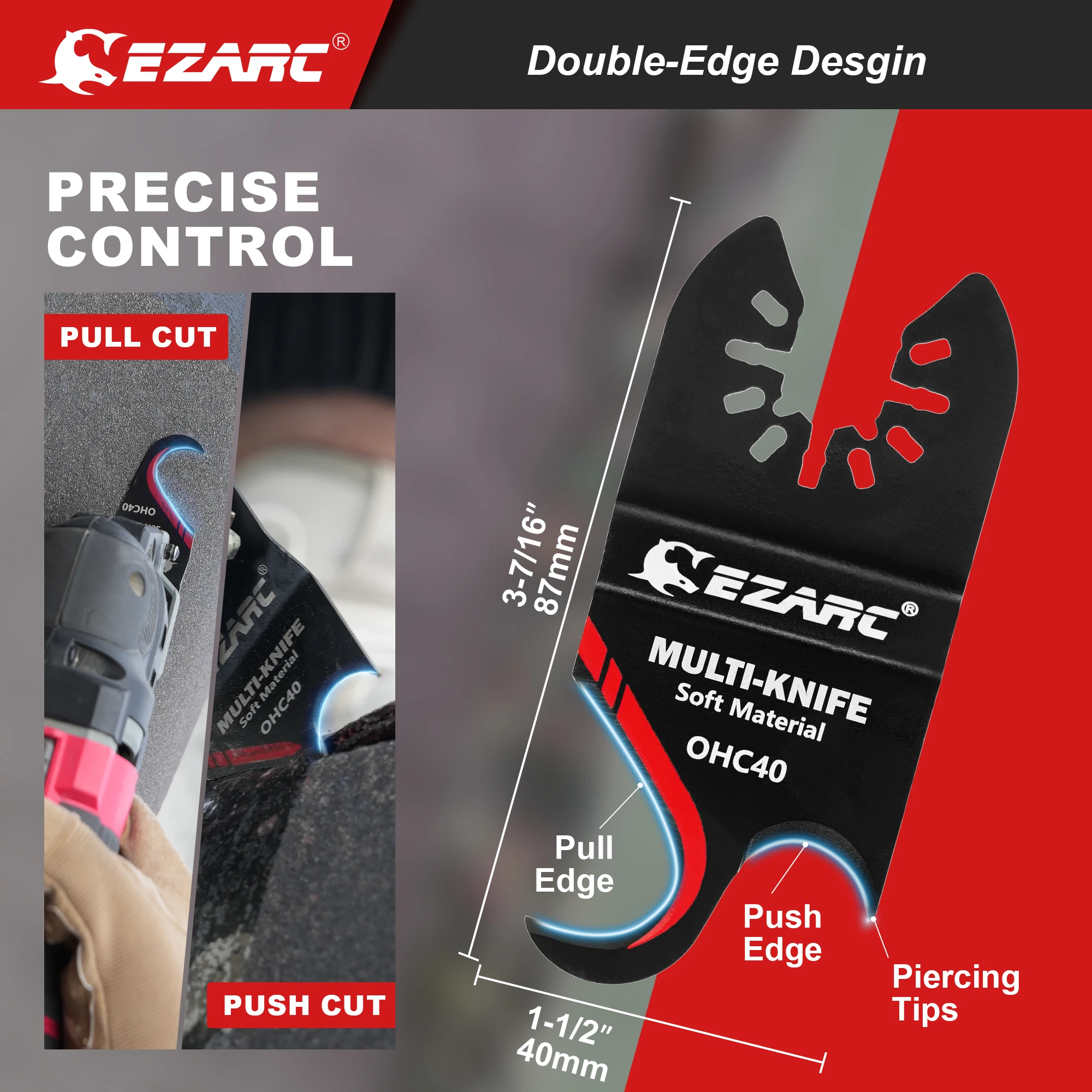 EZARC Oscillating Multi tool Hook Knife Blade, 3PCS Multitool Saw Blades for Cutting Soft Materials Roofing Shingles, PVC Carpet