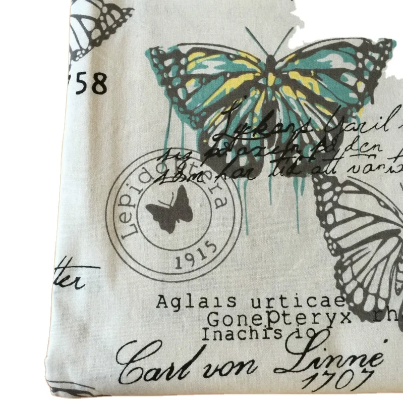Retro Cotton Linen Fabric printed Butterfly cotton fabric DIY sofa curtain tablecloth home decor Cotton Linen Fabric