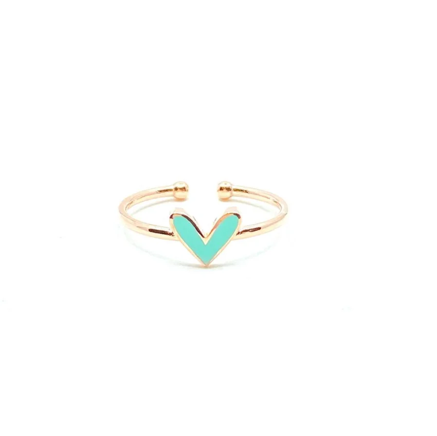Custom Colorful Heart Stacking Rings Stainless Steel 18K Gold Plated Minimalist Dainty Enamel Heart Ring Jewelry for Gifts
