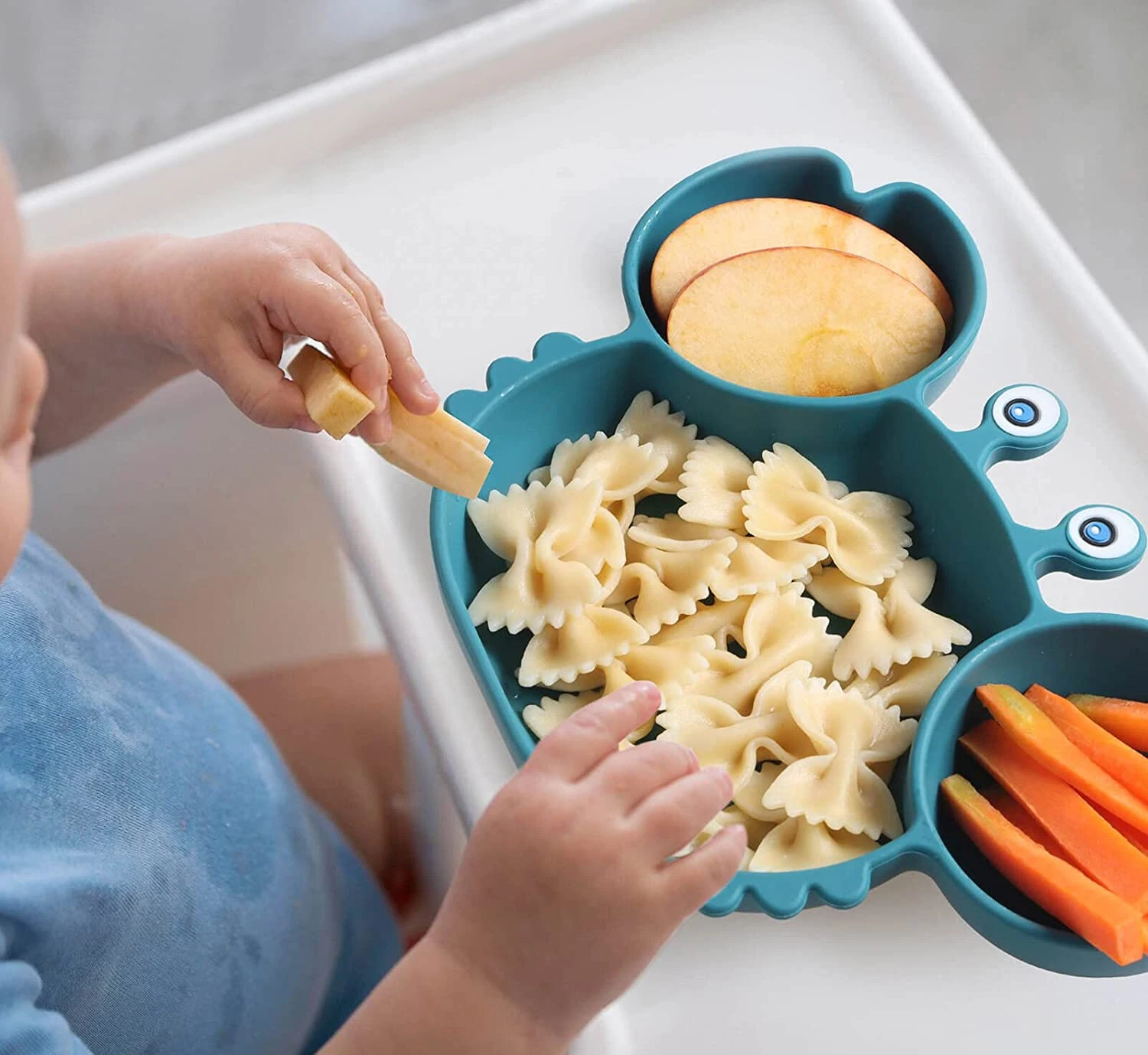 Wholesale Baby Dinnerware Cute Animal Crab Shape Silicone Baby Divided Plate With Suction For Kids