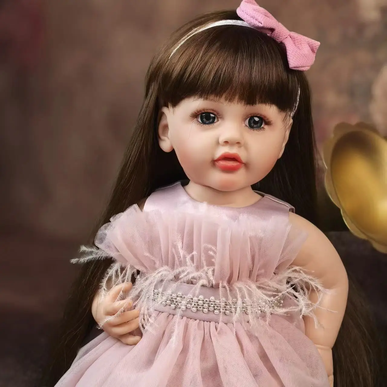 Reborn dolls silicone newborn baby girl luxury dress 55cm full silicone body baby toy for children christmas gift