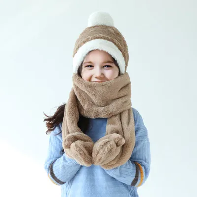 Оптовая продажа, комплект шапки и шарфа для детей 5-10years; Милые Мультяшные Детские шапка теплая мягкая guantes