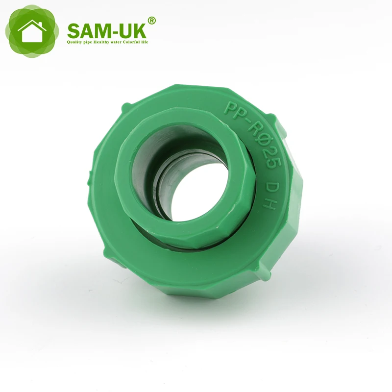 Sam-uk Production of high temperature injection can be customized ppr pipes and fittings green union pipe fitting