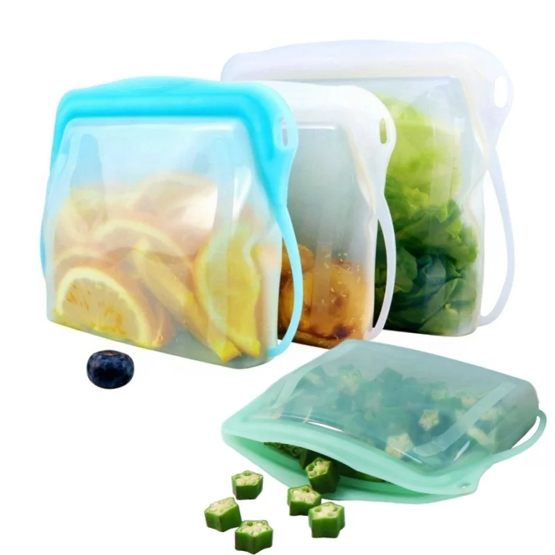 The Best Reusable Silicone Snack Bags and Storage Zip Lock Bag Sealer Small Food Storage Containers Silica Gel Fresh-Keeping Bag