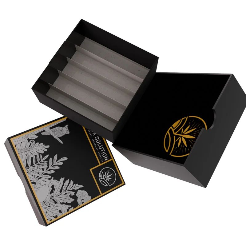 Wholesale Paper Packaging Box Pre Stash Box Roll Smell Proof Child Resistant Cone Packaging Paper Box with Divider