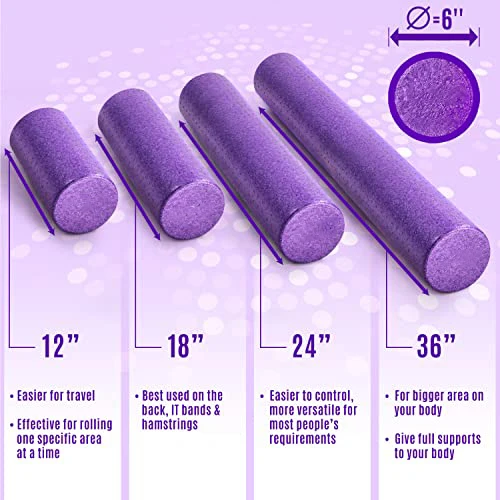 Retractable Athletic Foam Roller Bundle with Wavy Chirp Design, Blue EPE Foam for Back Massage and Personalized Options