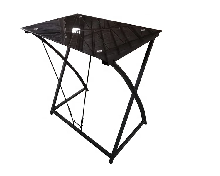 small computer desk tempered glass metal tube corner simple office desk