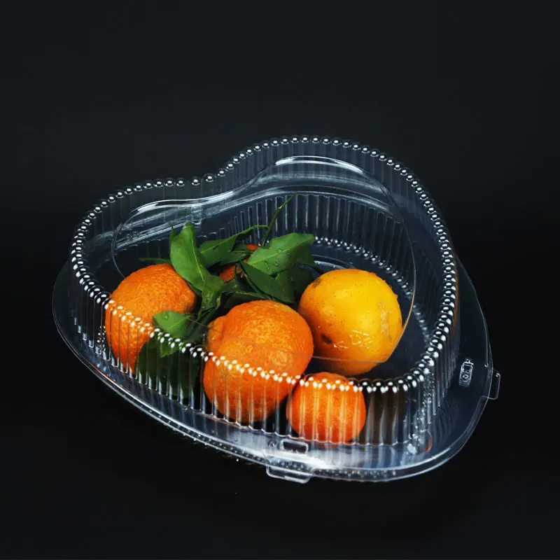 
Heart Shape clamshell blister packaging butterfly fruit tray 