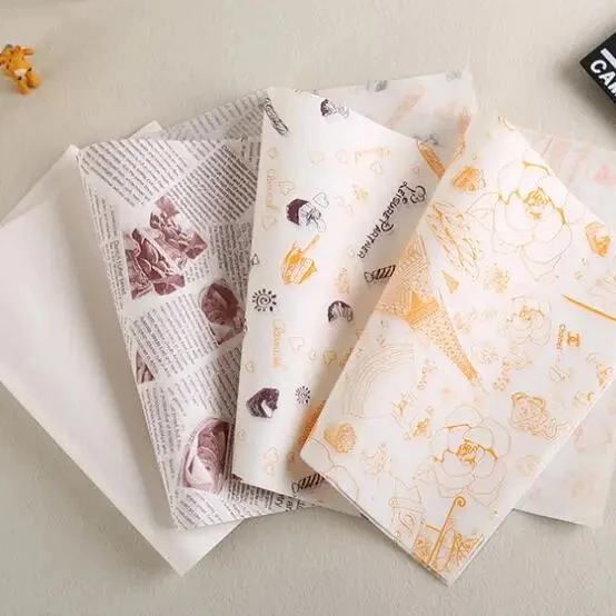 Yulan coloured burger wrapping paper wax paper