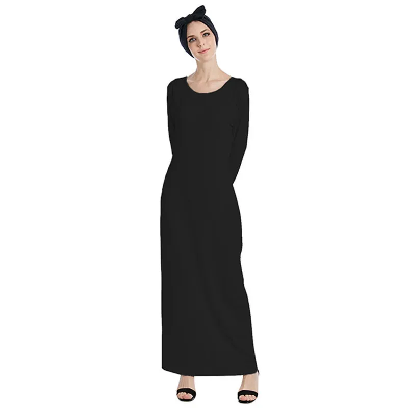 Online Shopping Fashion Women Soft Stretchy Islamic Bottom Dress Women Inner dress Long Abaya
