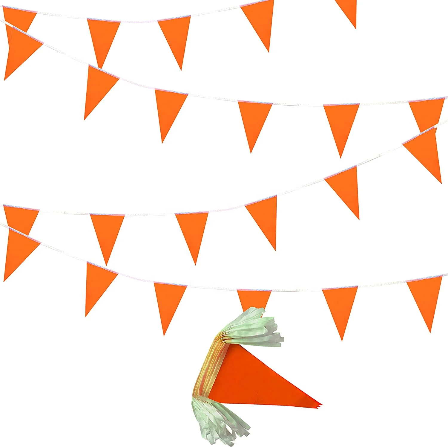 HAWIN 100 Feet Blue PE Pennant Banners,Party Decorations for Grand Opening,Kids Birthday,Carnival flags