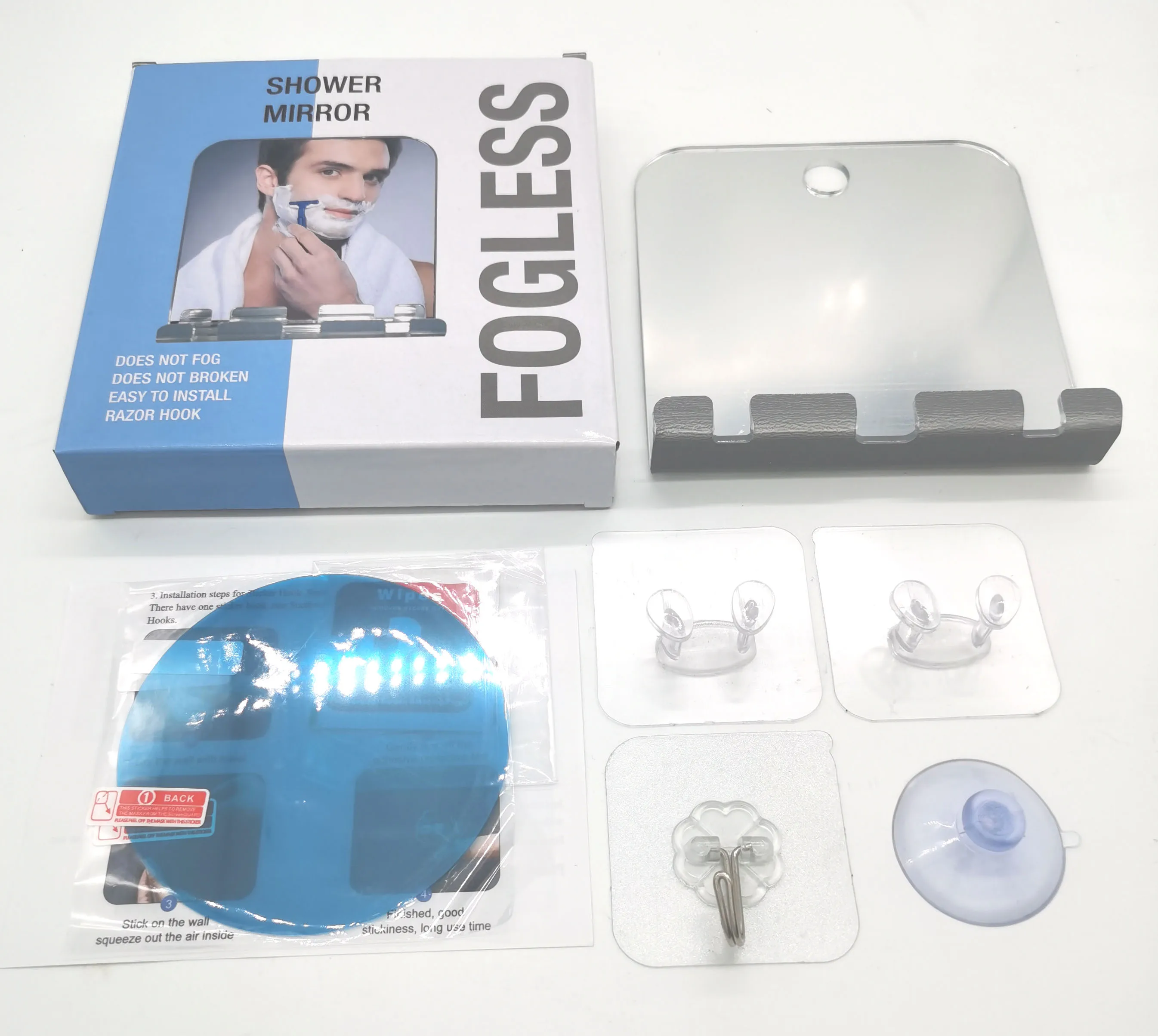 Bathroom Fogless Mirror for Beard Shaving Mirror with Holder Unbreakable