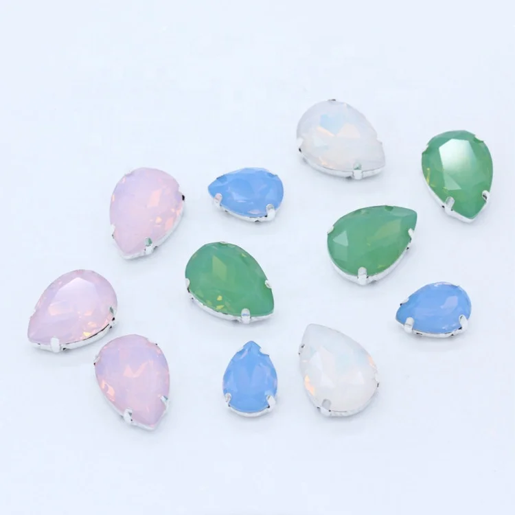 
Claw Setting Bead Crystals Stone Opal Sew On Appliques For Women Dress 
